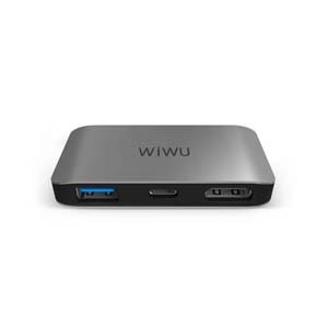 WiWU Alpha C2H 3 in 1 USB Type C HUB for Laptop