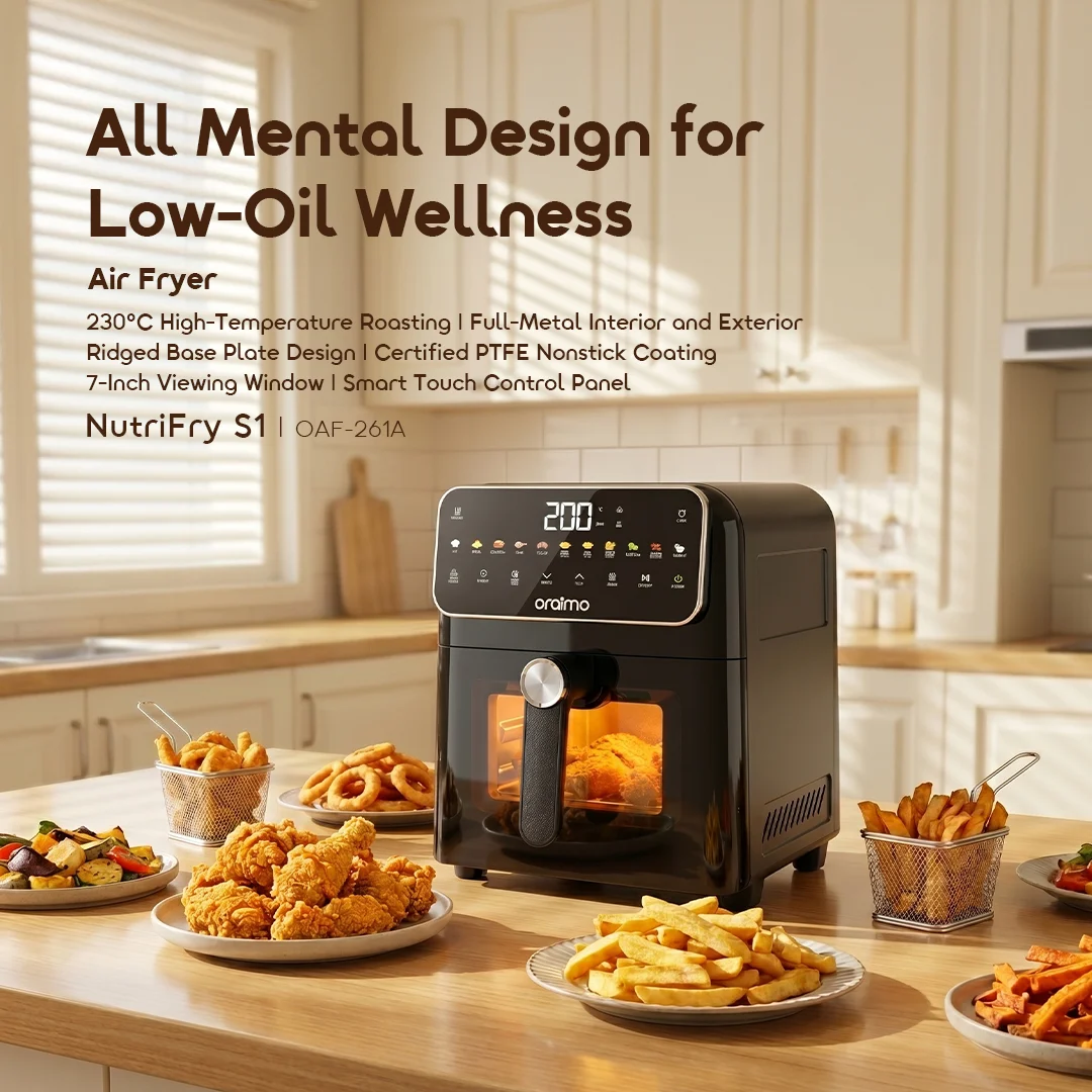 oraimo Air Fryer NutriFry S1 OAF-261A-01 All Mental Design for Low-Oil Wellness oraimo Air Fryer NutriFry S1 OAF-261A-01 All Mental Design for Low-Oil Wellness