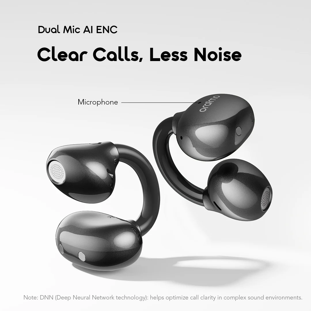 oraimo opensnap air open-ear true wireless earbuds africa OPN-371 08 clear calls less noise dual mic AI ENC oraimo opensnap air open-ear true wireless earbuds africa OPN-371 08 clear calls less noise dual mic AI ENC