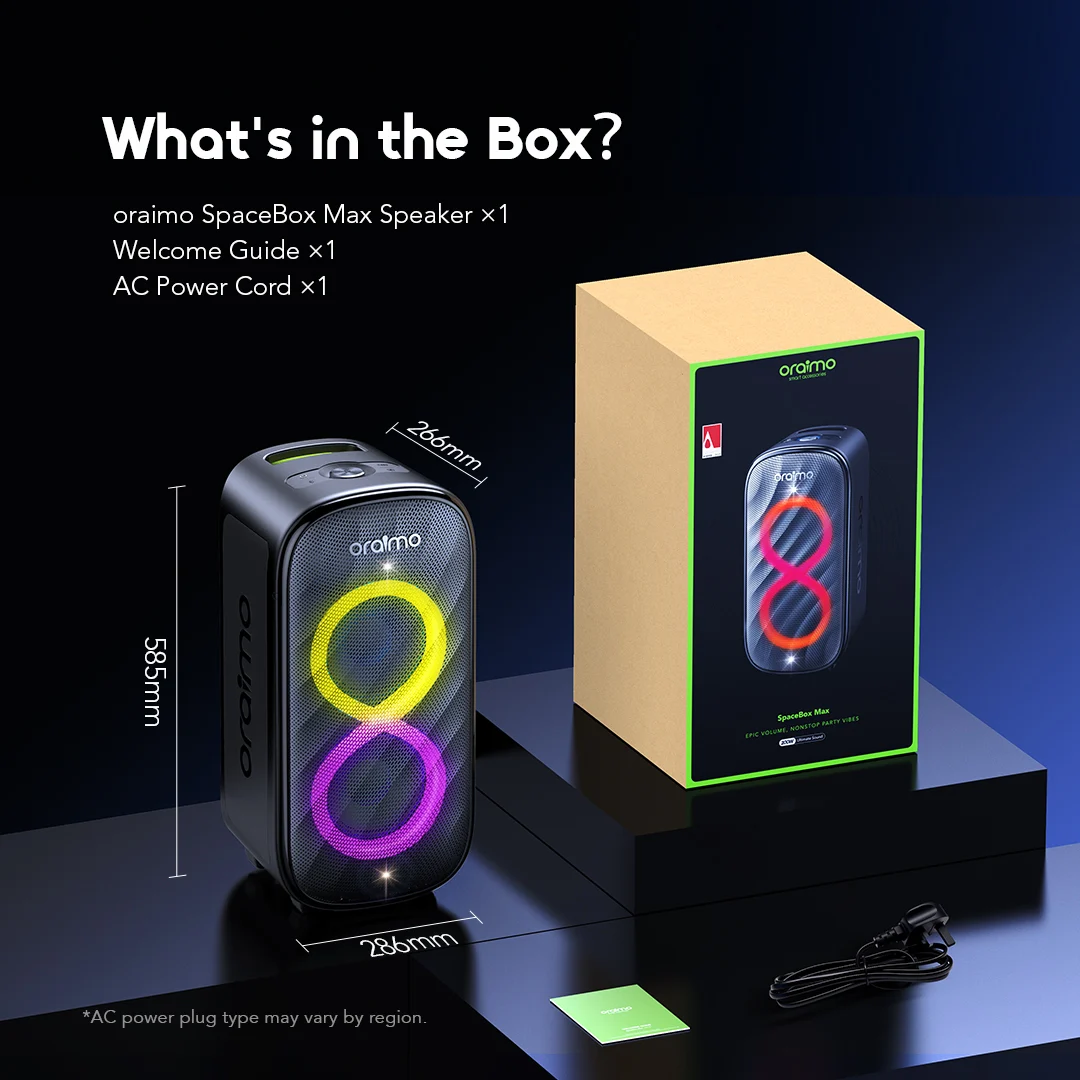 oraimo Wireless Party Speaker SpaceBox Max OBS-982 12 What's in the Box oraimo Wireless Party Speaker SpaceBox Max OBS-982 12 What's in the Box