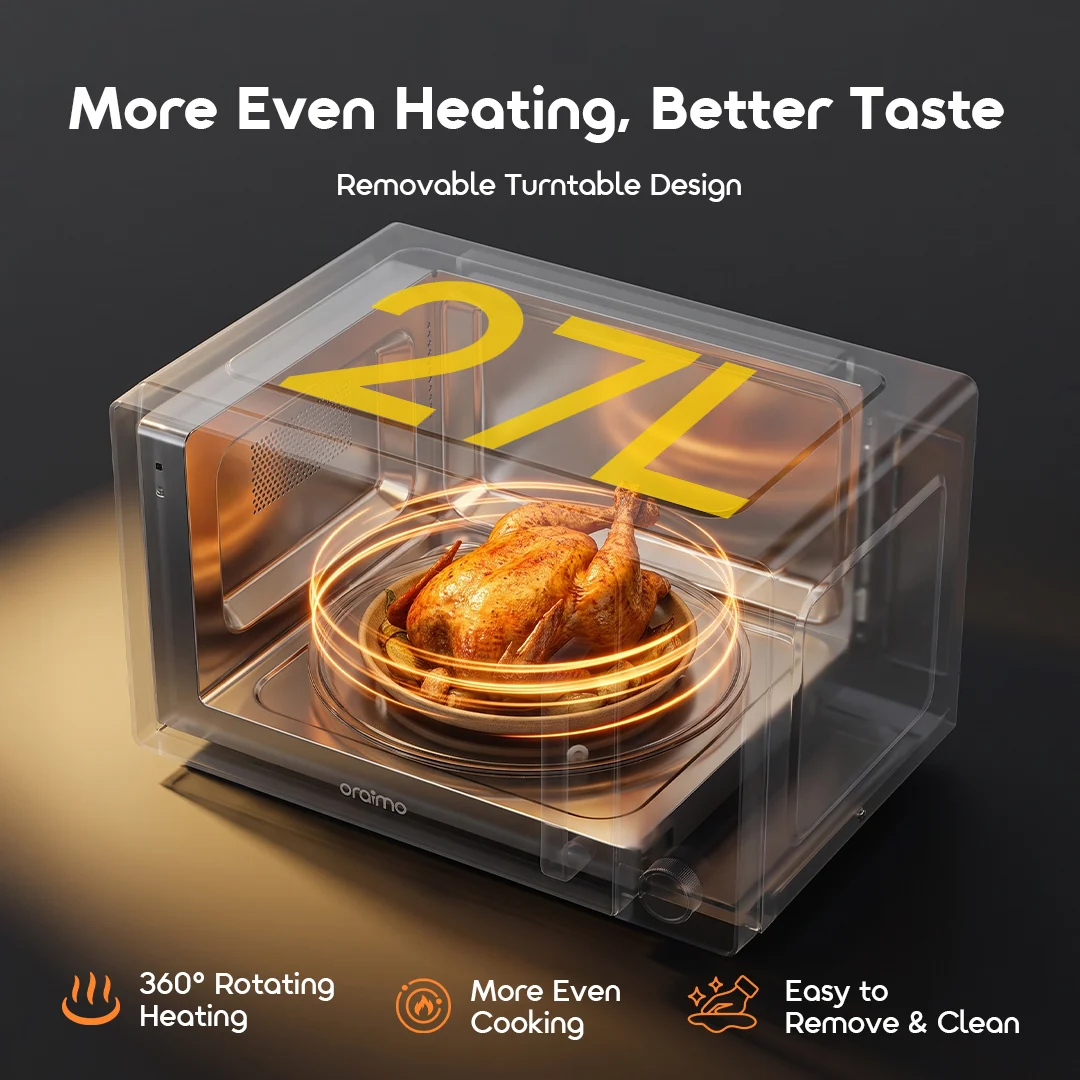 oraimo Microwave Air Fryer Oven InfiWave Nova OMO-821A 10 Removable Turntable Design 360 Degree Rotating Heating oraimo Microwave Air Fryer Oven InfiWave Nova OMO-821A 10 Removable Turntable Design 360 Degree Rotating Heating