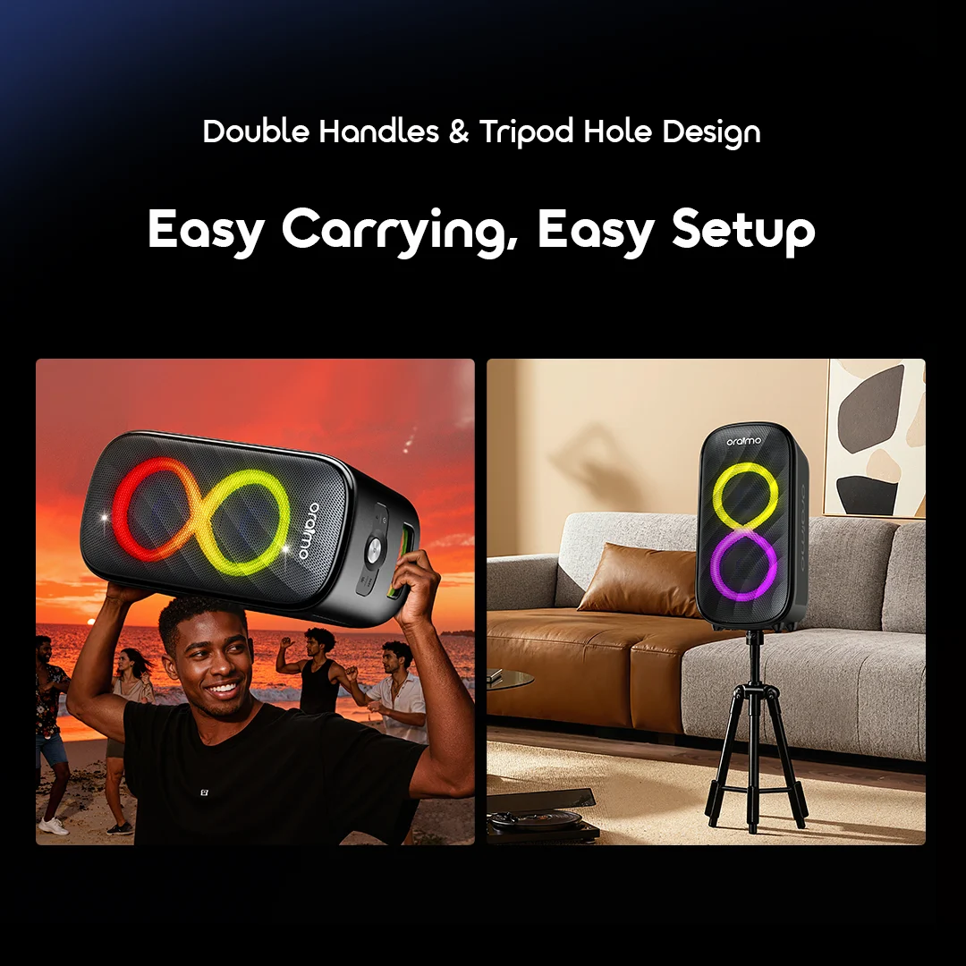 oraimo Wireless Party Speaker SpaceBox Max OBS-982 9 Double Handles & Tripod hole design oraimo Wireless Party Speaker SpaceBox Max OBS-982 9 Double Handles & Tripod hole design