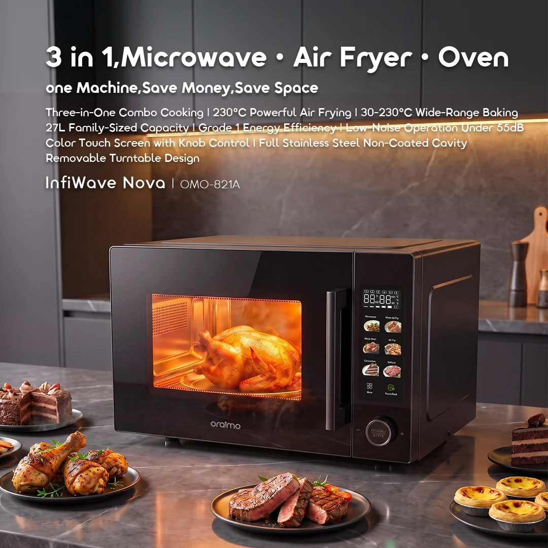 oraimo Microwave Air Fryer Oven InfiWave Nova OMO-821A 01 Three‑in‑One Combo Cooking 27L Large Capacity oraimo Microwave Air Fryer Oven InfiWave Nova OMO-821A 01 Three‑in‑One Combo Cooking 27L Large Capacity