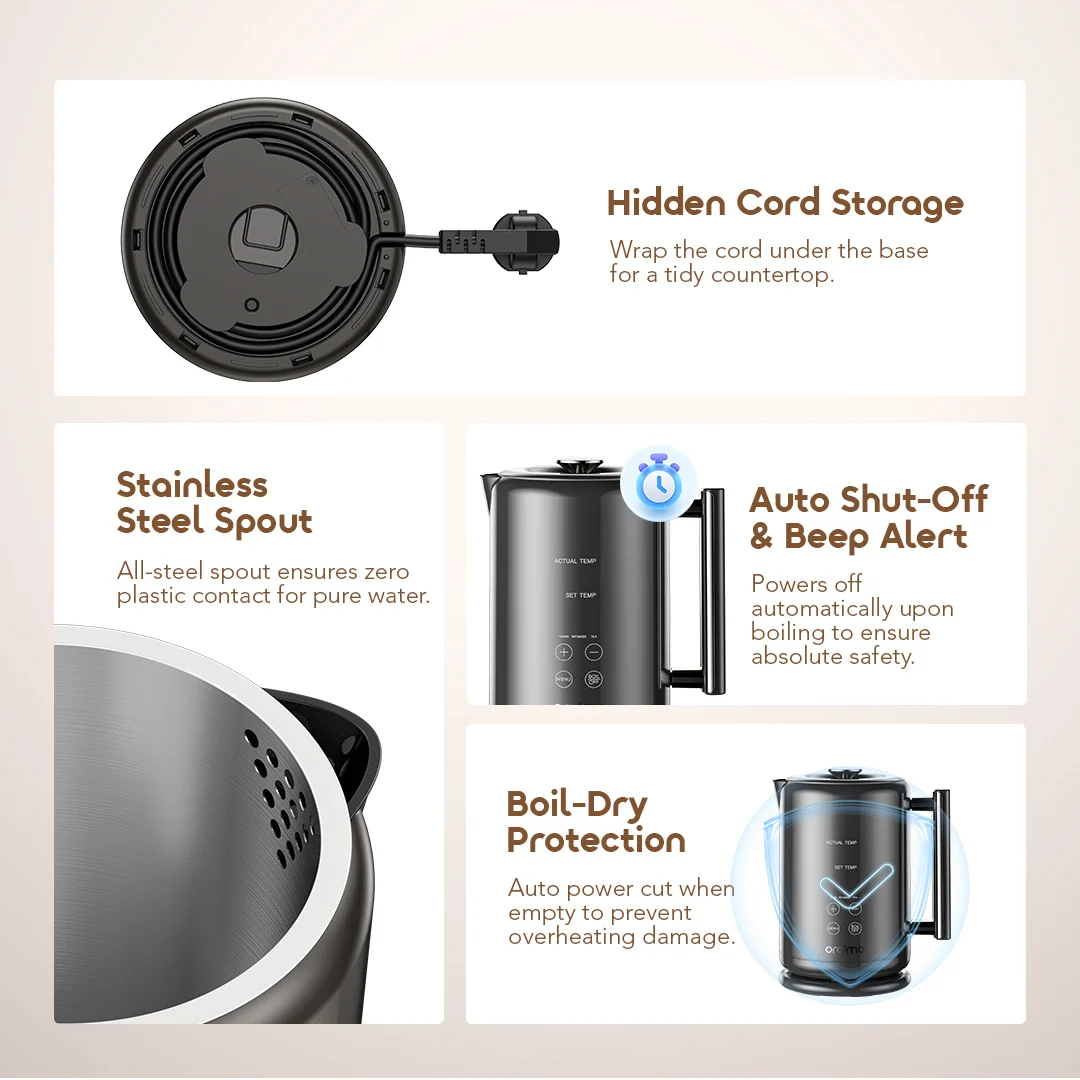 oraimo Electric Kettle FastBrew OEK-261A 08 - Safety & Convenience Features oraimo Electric Kettle FastBrew OEK-261A 08 - Safety & Convenience Features