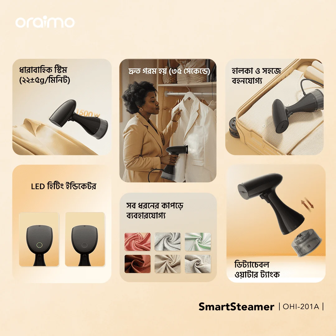 Oraimo Steamer SmartSteamer OHI-201A features Oraimo Steamer SmartSteamer OHI-201A features