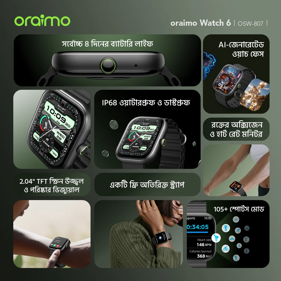 oraimo smartwatch watch 6 OSW-807 features oraimo smartwatch watch 6 OSW-807 features