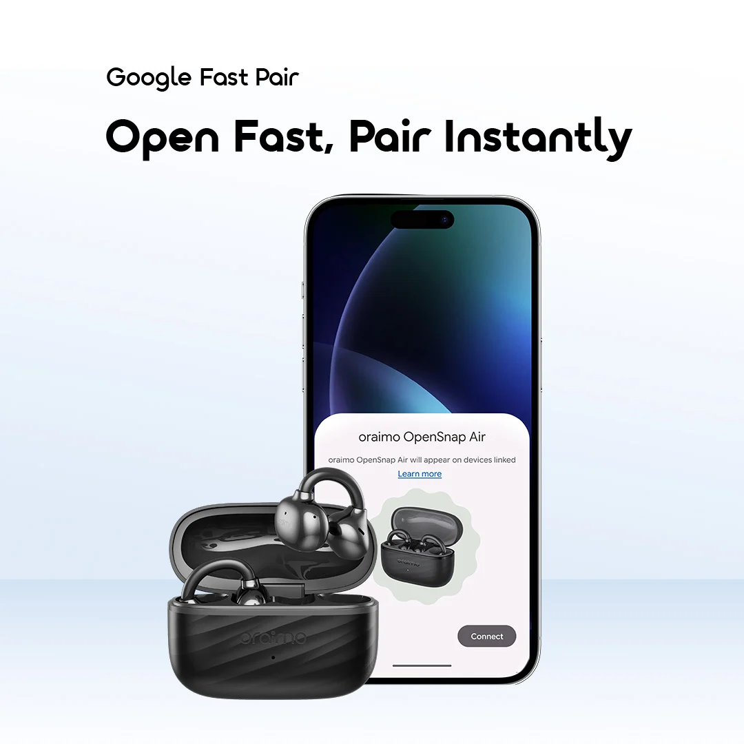 oraimo opensnap air open-ear true wireless earbuds africa OPN-371 10 open fast pair instantly Google Fast Pair oraimo opensnap air open-ear true wireless earbuds africa OPN-371 10 open fast pair instantly Google Fast Pair
