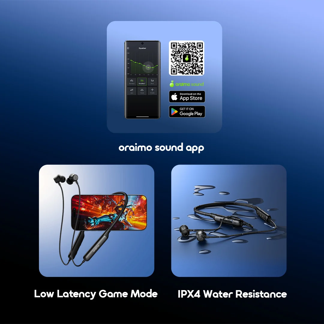 oraimo Necklace 5 earphones OEB-611-BLACK app oraimo Necklace 5 earphones OEB-611-BLACK app
