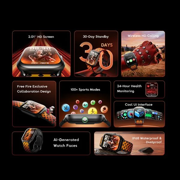 Watch 6 HAYATO X Free Fire 2.01" HD Screen Smart Watch price in Bangladesh