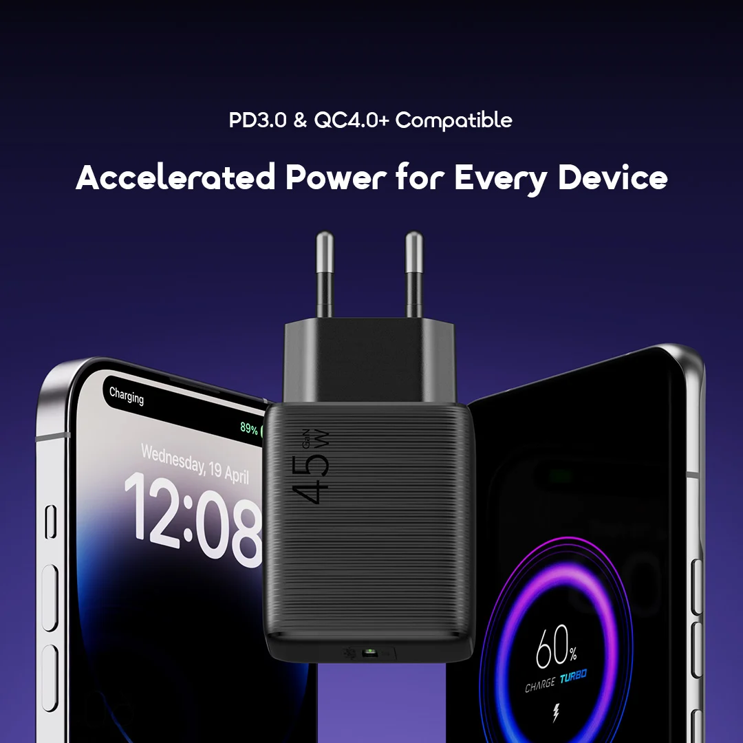 oraimo PowerGaN 451 45W Gan Ultra Fast Wall Charger OCW-5451E 4 PD3.0 & QC4.0+ Compatible oraimo PowerGaN 451 45W Gan Ultra Fast Wall Charger OCW-5451E 4 PD3.0 & QC4.0+ Compatible