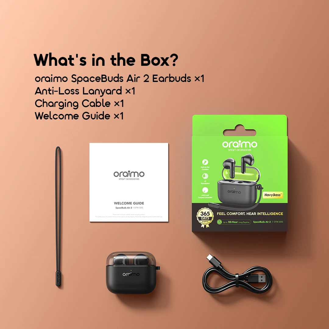 oraimo true wireless earbuds SpaceBuds Air 2 OTW-325S 11 whats in the box oraimo true wireless earbuds SpaceBuds Air 2 OTW-325S 11 whats in the box