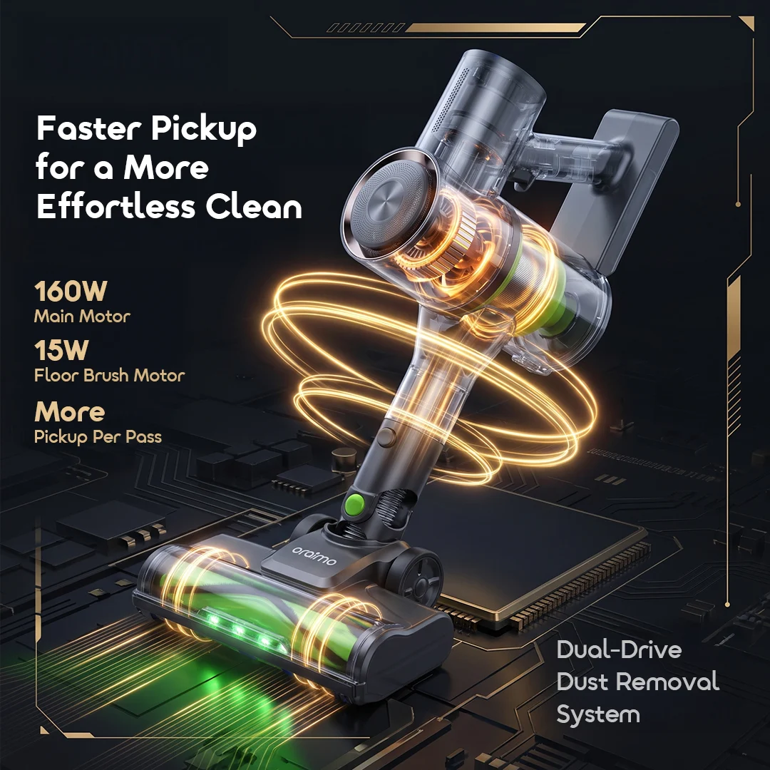 oraimo Cordless Stick Vacuum CyberVac 2 OSV-201A 03 Faster Pickup for a More Effortless Clean