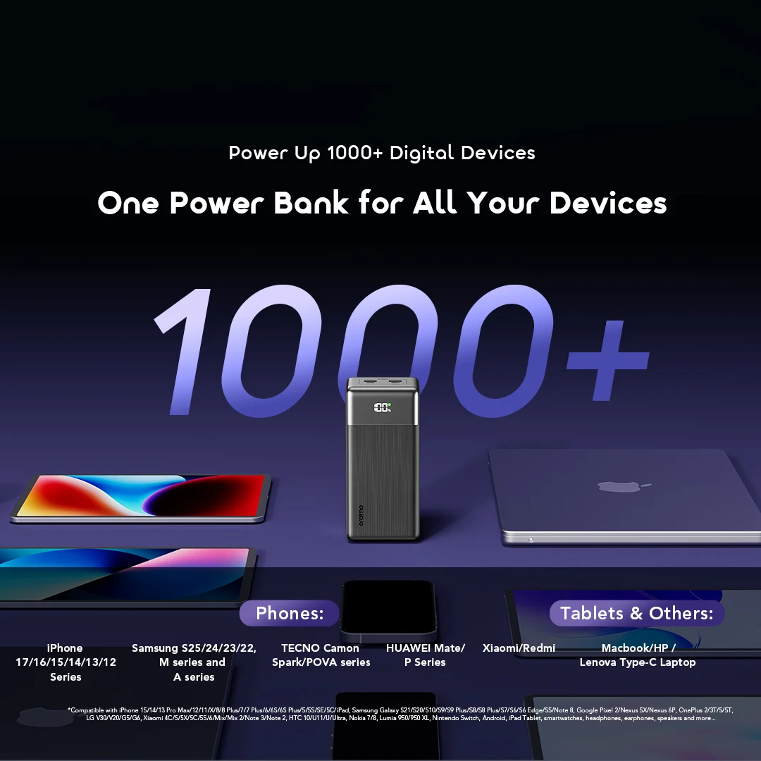 oraimo Power Bank PowerJet 501 OPB-7401Q 09 Compatible with 1000+ Devices One Power Bank for All Your Devices oraimo Power Bank PowerJet 501 OPB-7401Q 09 Compatible with 1000+ Devices One Power Bank for All Your Devices