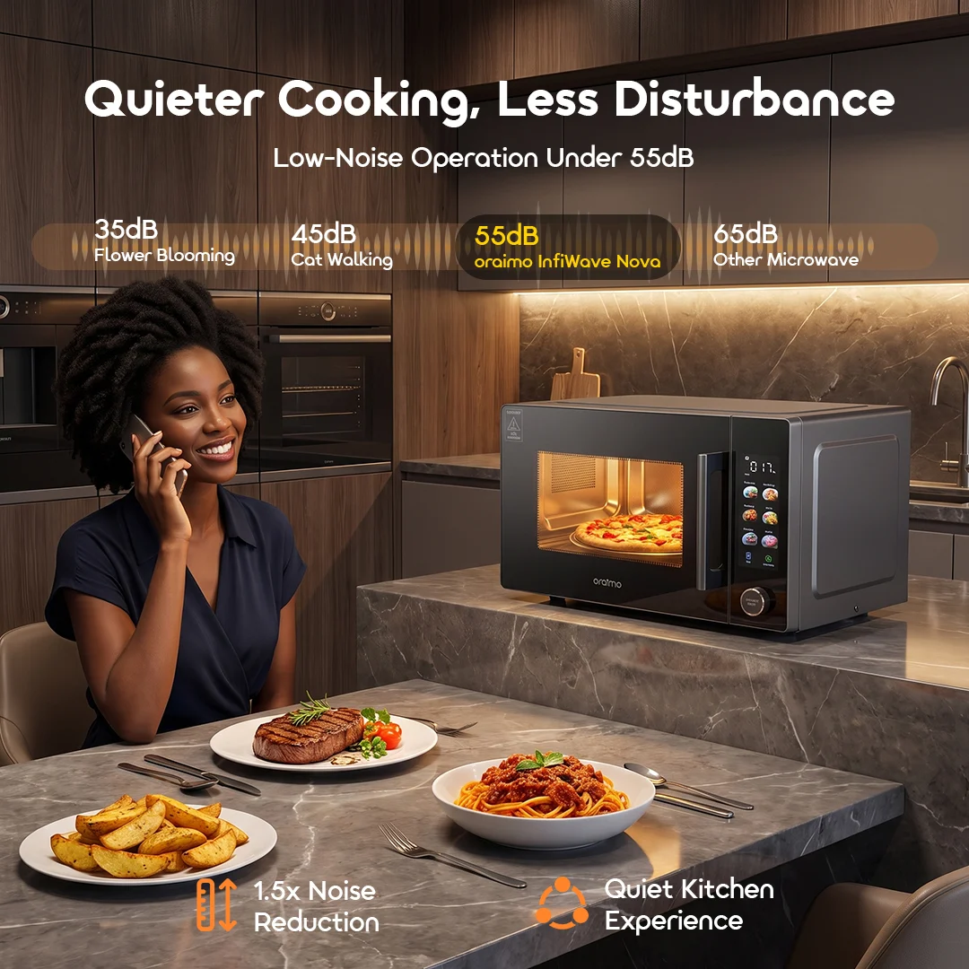 oraimo Microwave Air Fryer Oven InfiWave Nova OMO-821A 07 Low‑Noise Operation Under 55dB Quiet Cooking oraimo Microwave Air Fryer Oven InfiWave Nova OMO-821A 07 Low‑Noise Operation Under 55dB Quiet Cooking