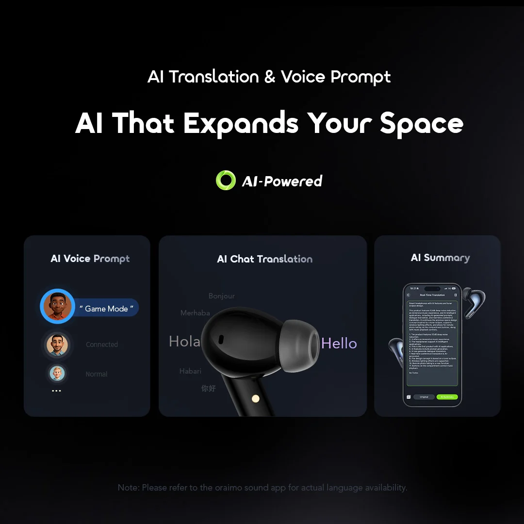oraimo True Wireless Earbuds SpaceBuds2 OTW 631 5 AI Translation A