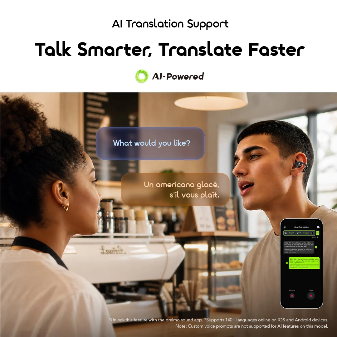 oraimo opensnap air open-ear true wireless earbuds africa OPN-371 09 talk smarter translate faster AI translation support oraimo opensnap air open-ear true wireless earbuds africa OPN-371 09 talk smarter translate faster AI translation support
