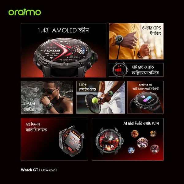 Watch GT 1.43" AMOLED 3ATM GPS Smart Watch price in Bangladesh