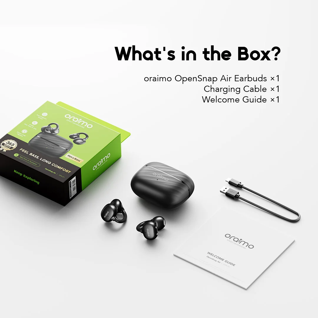 oraimo opensnap air open-ear true wireless earbuds africa OPN-371 12 what in the box oraimo opensnap air open-ear true wireless earbuds africa OPN-371 12 what in the box