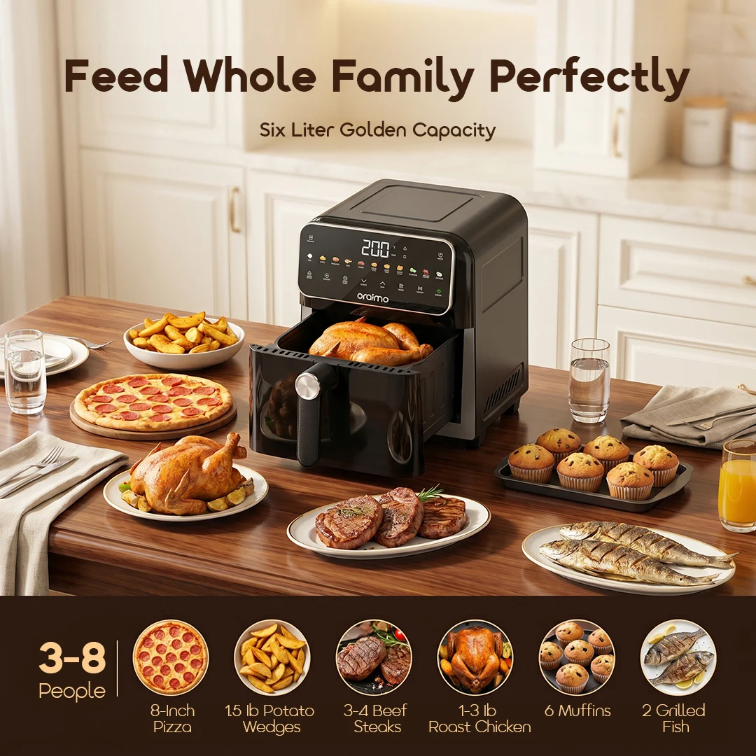 oraimo Air Fryer NutriFry S1 OAF-261A-09 Six Liter Golden Capacity oraimo Air Fryer NutriFry S1 OAF-261A-09 Six Liter Golden Capacity
