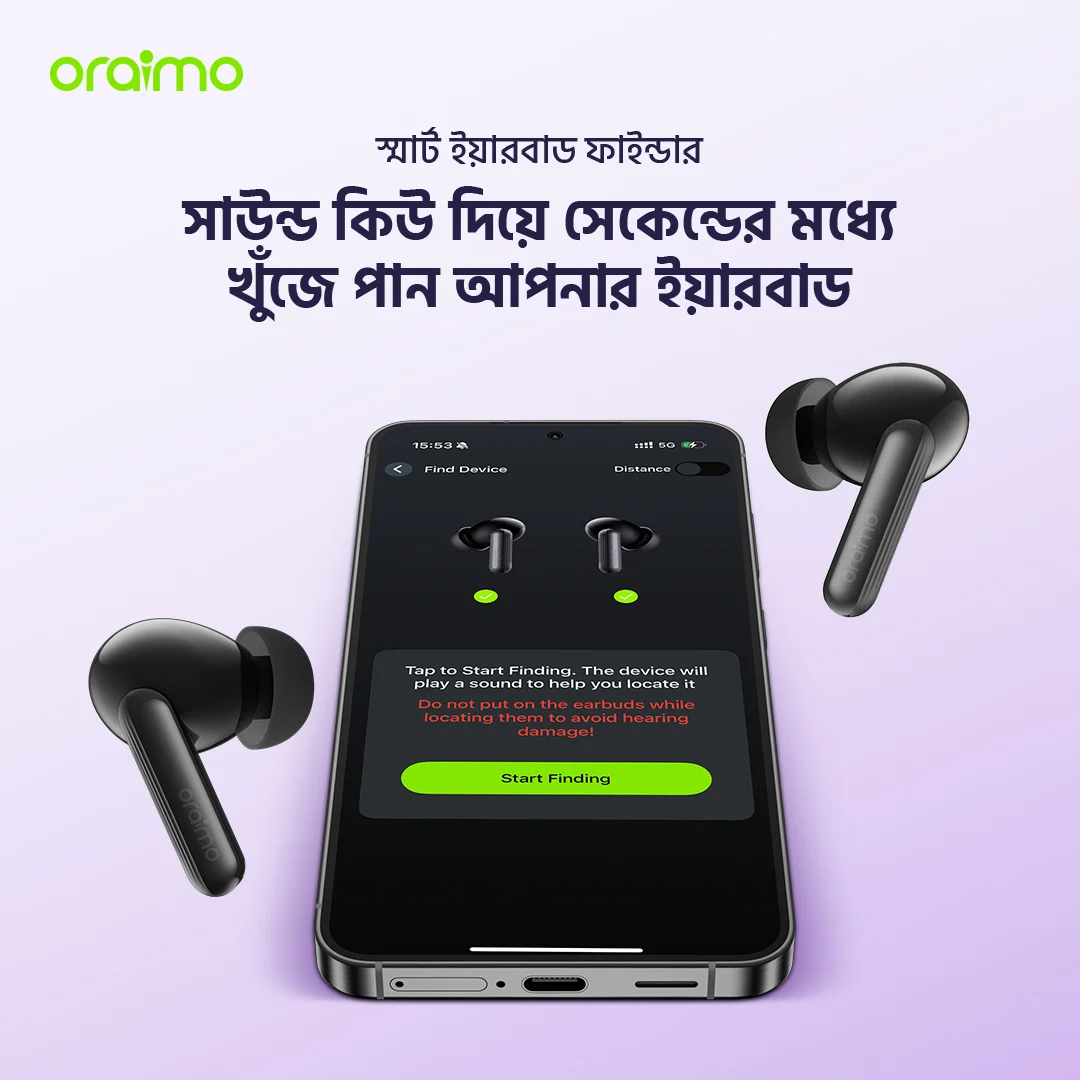 oraimo wireless earbuds SpaceBuds Lite OTW-324 bd earbuds finder
