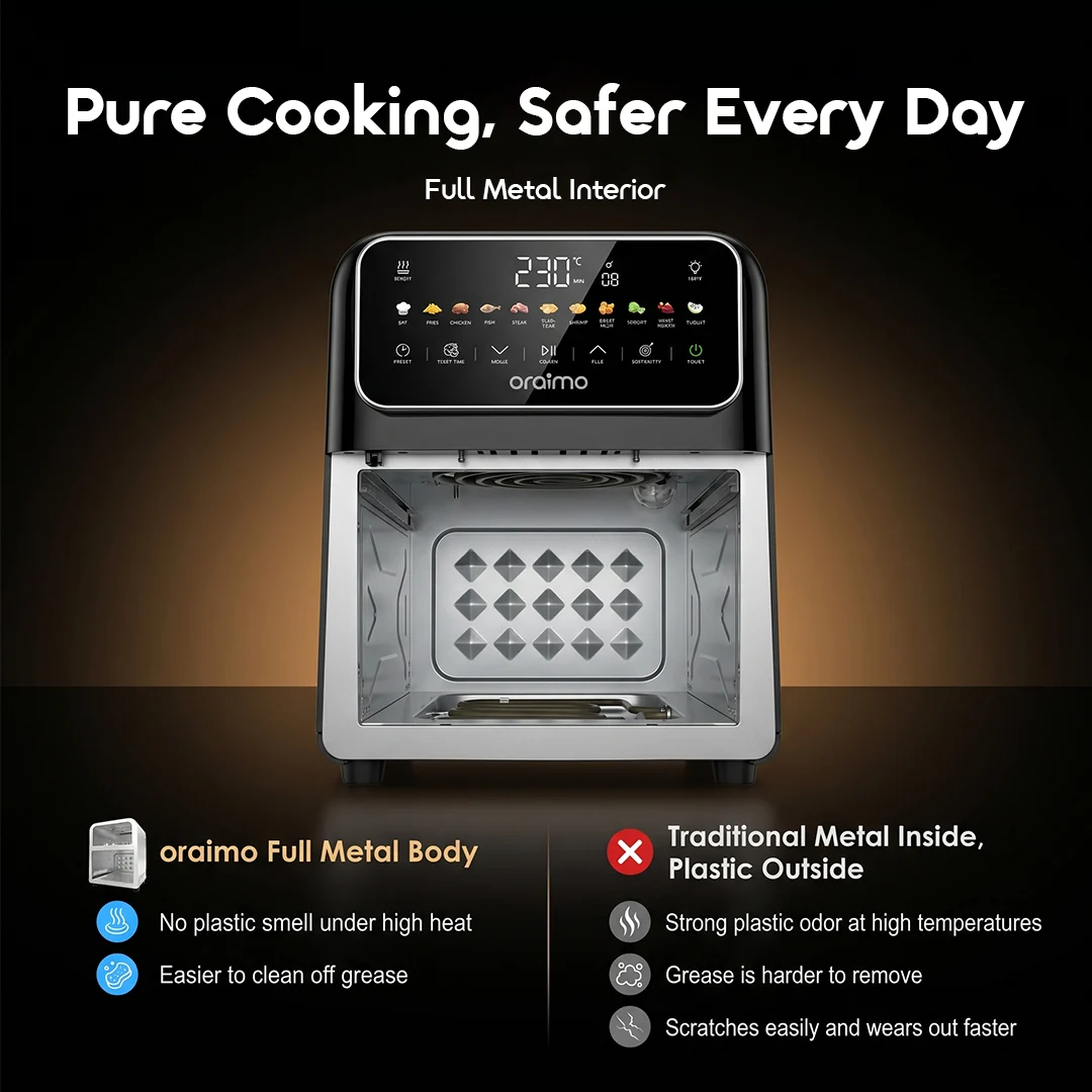 oraimo Air Fryer Intellifry OAF-502A-04 Pure Cooking, Safer Every Day Full Metal Interior oraimo Air Fryer Intellifry OAF-502A-04 Pure Cooking, Safer Every Day Full Metal Interior