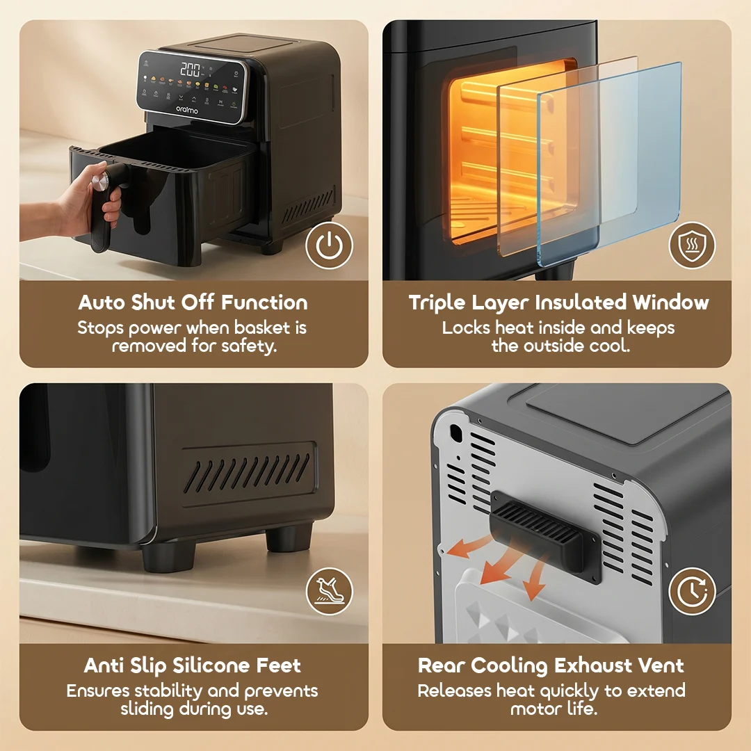 oraimo Air Fryer NutriFry S1 OAF-261A-11 Safety Features Overview oraimo Air Fryer NutriFry S1 OAF-261A-11 Safety Features Overview