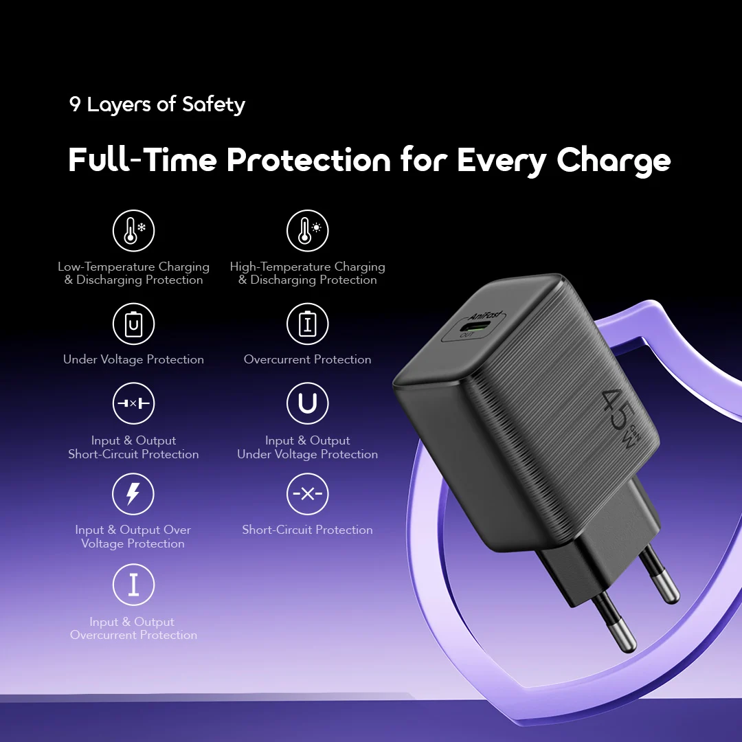 oraimo PowerGaN 451 45W Gan Ultra Fast Wall Charger OCW-5451E 6 9 layers safety oraimo PowerGaN 451 45W Gan Ultra Fast Wall Charger OCW-5451E 6 9 layers safety