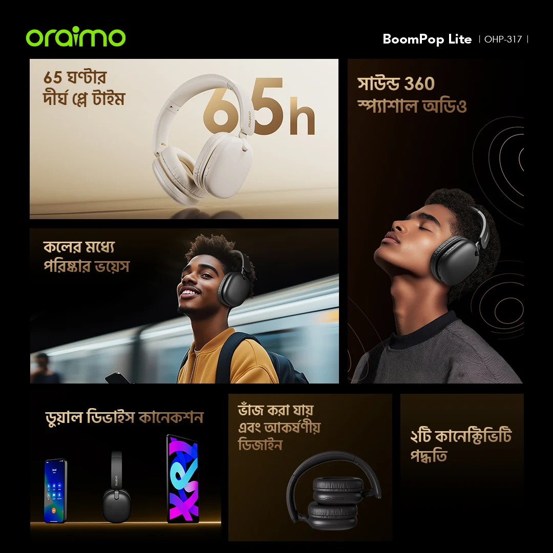 ওভার-এয়ার হেডফোন BoomPop Lite OHP-317 features ওভার-এয়ার হেডফোন BoomPop Lite OHP-317 features