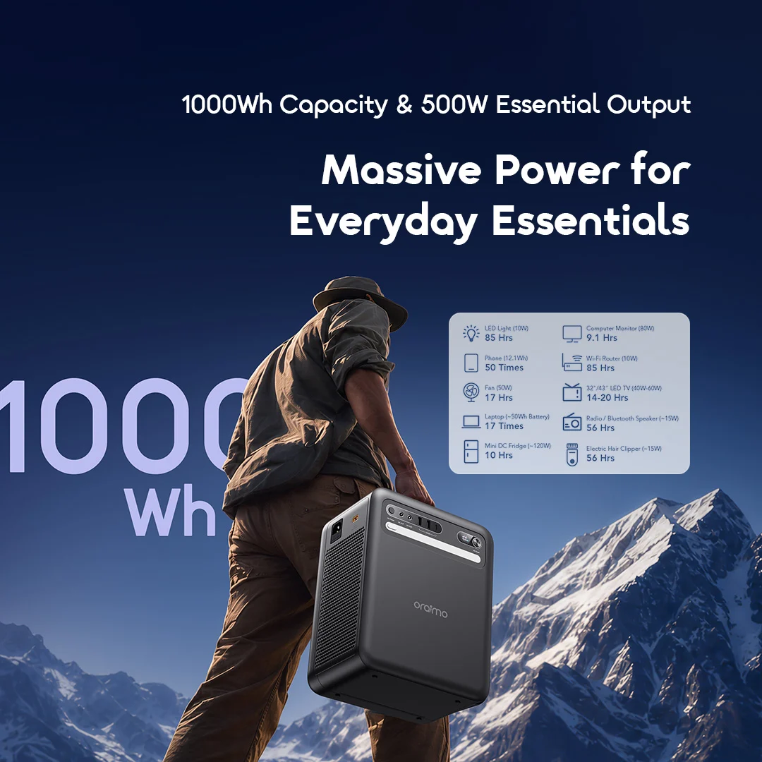 oraimo KILI OPS-5102 1000Wh 500W massive power everyday essentials oraimo KILI OPS-5102 1000Wh 500W massive power everyday essentials