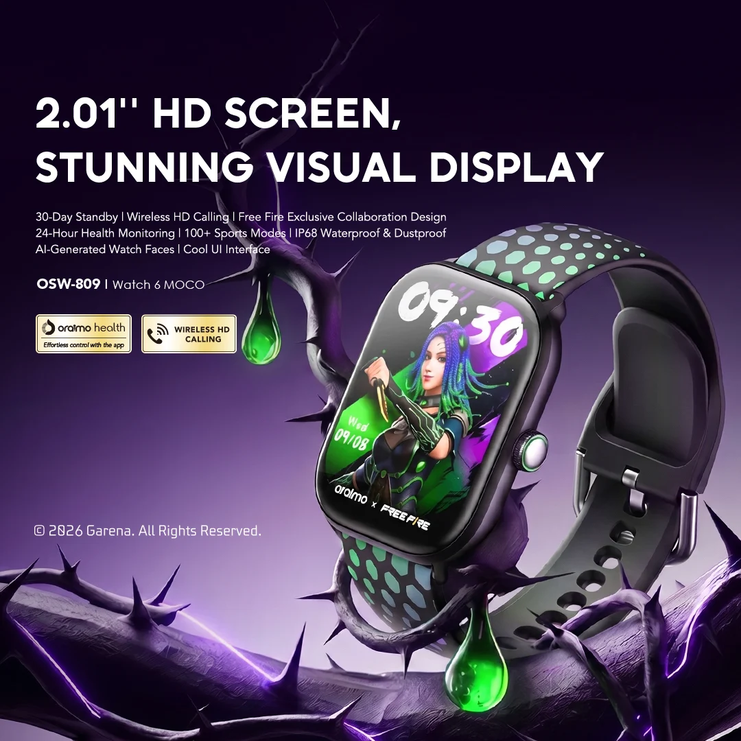 oraimo Smart Watch Watch 6 MOCO OSW-809 01 2.01" HD Screen, Stunning Visual Display oraimo Smart Watch Watch 6 MOCO OSW-809 01 2.01" HD Screen, Stunning Visual Display