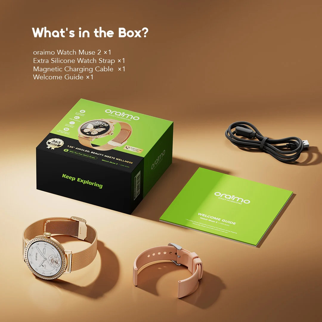 oraimo Smart Watch Watch Muse 2 OSW-833N 11 What's in the Box oraimo Smart Watch Watch Muse 2 OSW-833N 11 What's in the Box