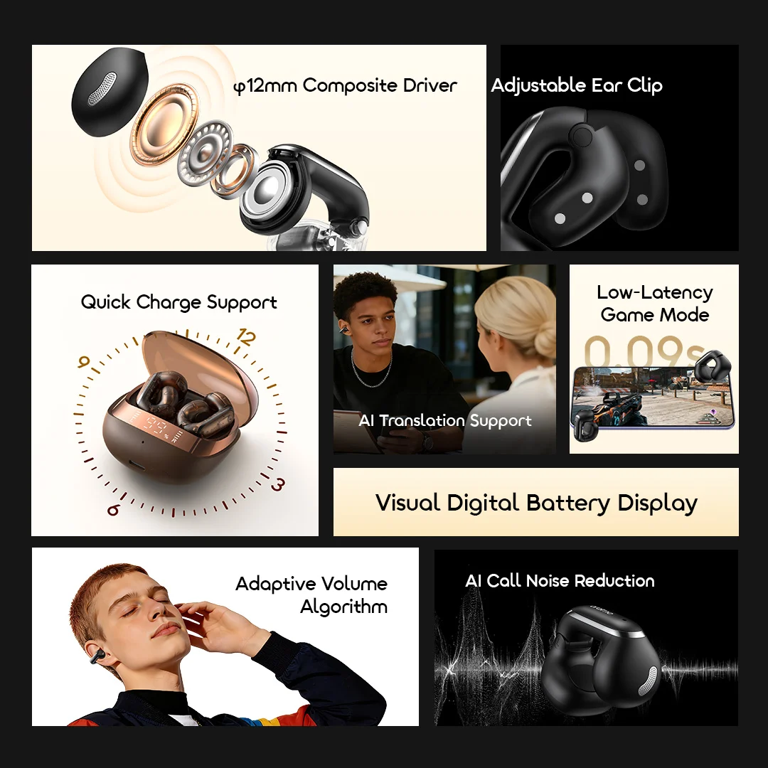 oraimo Open-Ear True Wireless Earbuds OpenSnap N2 OPN-374N 02 Feature oraimo Open-Ear True Wireless Earbuds OpenSnap N2 OPN-374N 02 Feature