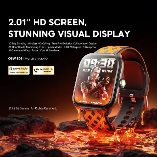 Watch 6 HAYATO X Free Fire 2.01" HD Screen Smart Watch price in Bangladesh