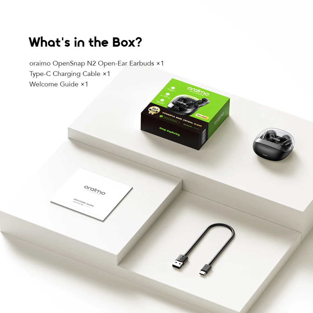oraimo Open-Ear True Wireless Earbuds OpenSnap N2 OPN-374N 12 Connectivity Features Dual Device Connection Bluetooth 6.0 oraimo Sound App Google Fast Pair oraimo Open-Ear True Wireless Earbuds OpenSnap N2 OPN-374N 12 Connectivity Features Dual Device Connection Bluetooth 6.0 oraimo Sound App Google Fast Pair